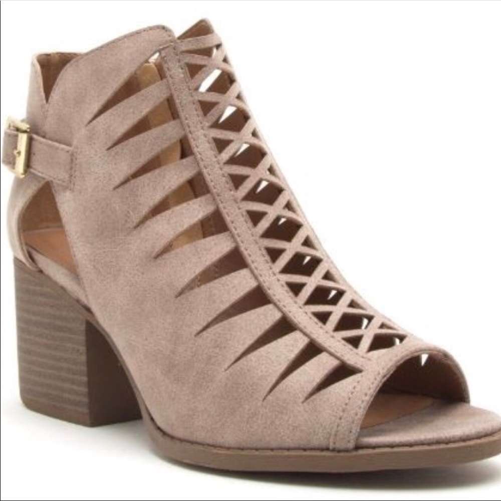 Addison Taupe Peep Toe Booties - Picture 3 of 3